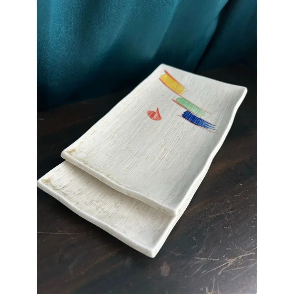 Set of 2 80’s Styling Ceramic Sushi Serving Platters
